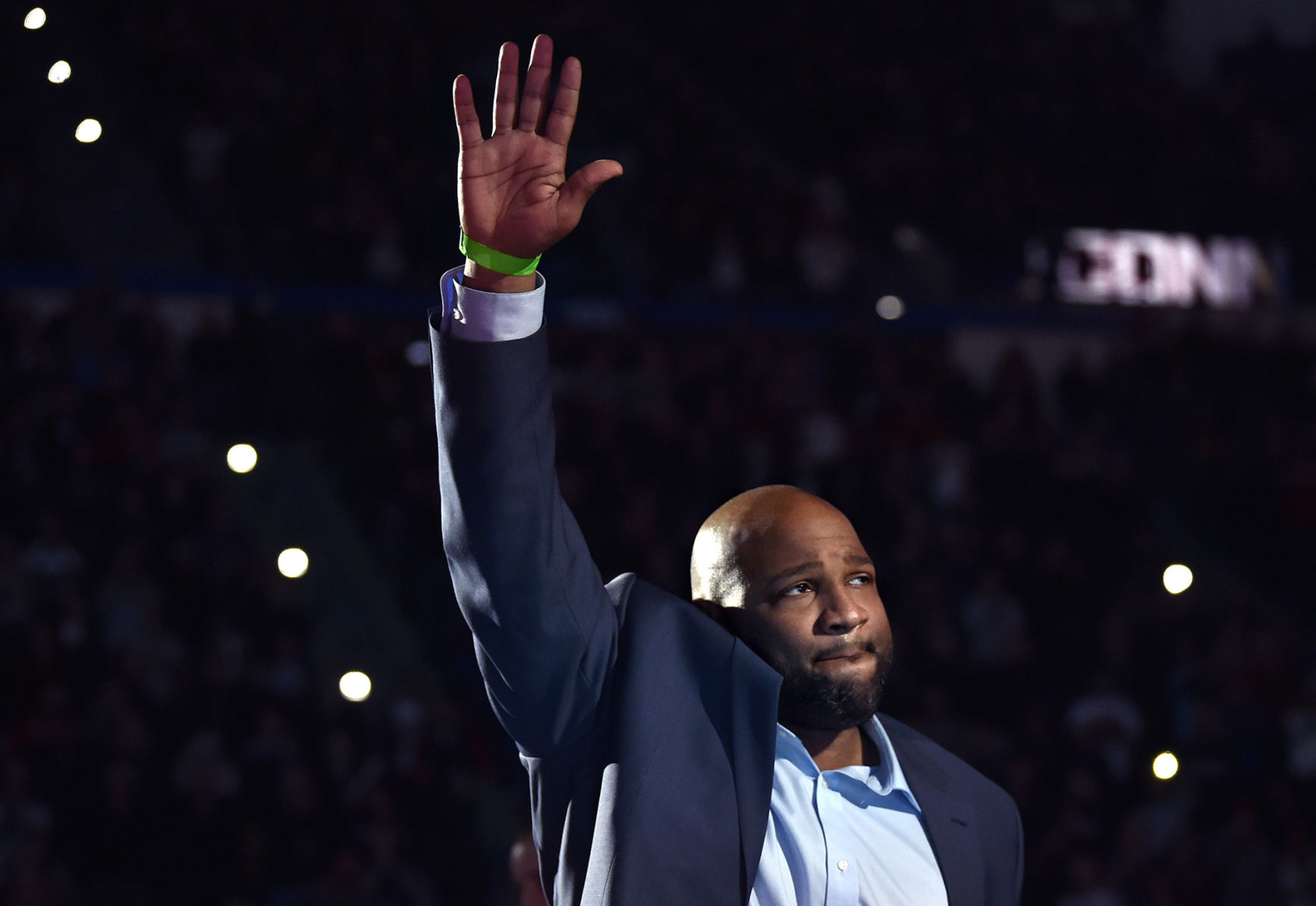 Khalid El-Amin and the Connecticut Huskies 1999 NCAA men's national championship team are honored at halftime on February 24, 2019, at XL Center in Hartford, Conn.